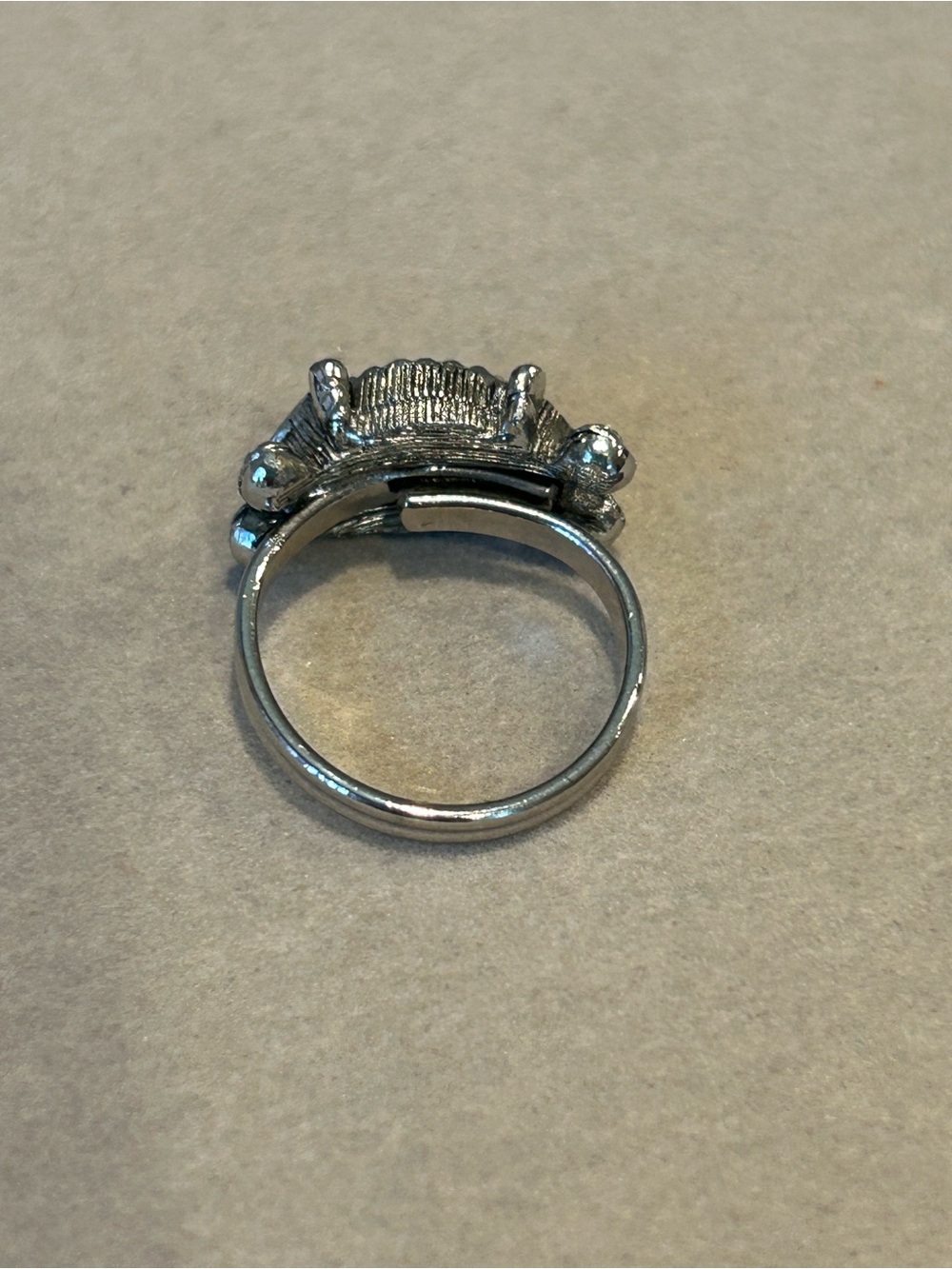 Silver Tone Moonstone Statement Frog Ring in Opalescent Blue - Picture 4 of 7
